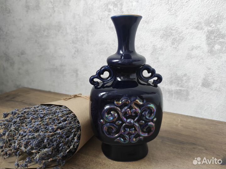 Винтажная ваза для цветов. Кобальт
