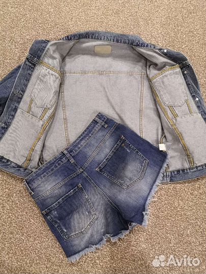 Джинсовая куртка+шорты 46-48