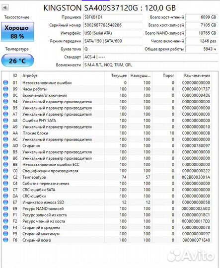 Диск SSD Kingston A400 120Gb