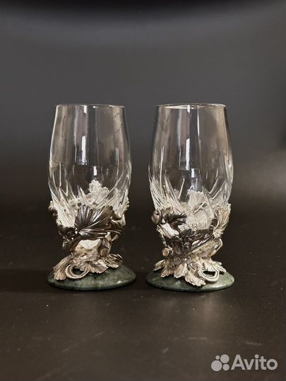 Подарочный набор хрустальных рюмок в серебре