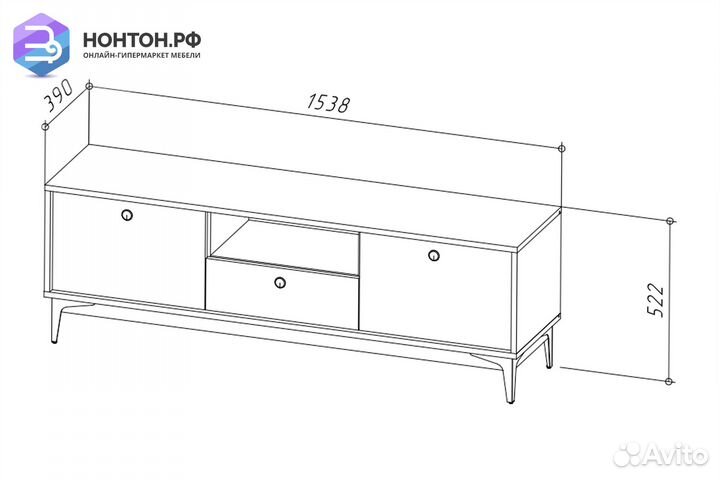 Тв-тумба Brass каштан арвадона / черный глянец