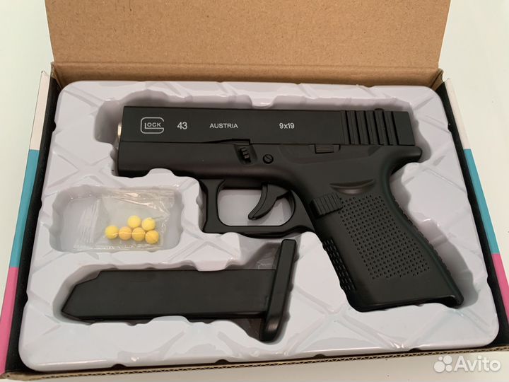 Пистолет металлический детский glock-43