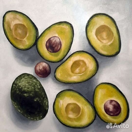 Картина маслом на холсте 30х30 Авокадо