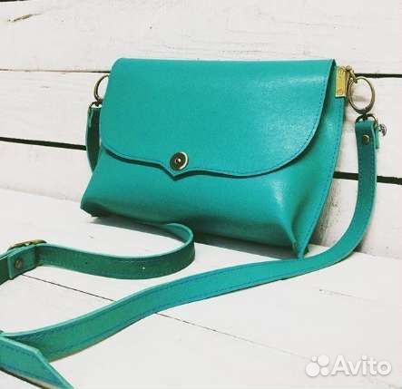 Сумка кожаная цвета мяты