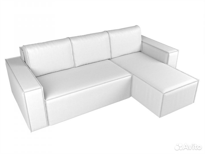 Диван угловой Куба правый угол, экокожа, белый