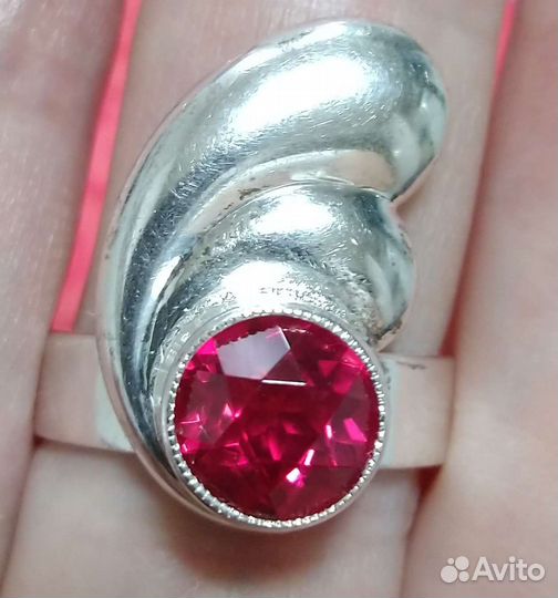 Серебряное кольцо рубин звезда 916 пр гост СССР