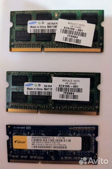 Оперативная память для ноутбука ddr3 2gb 3шт