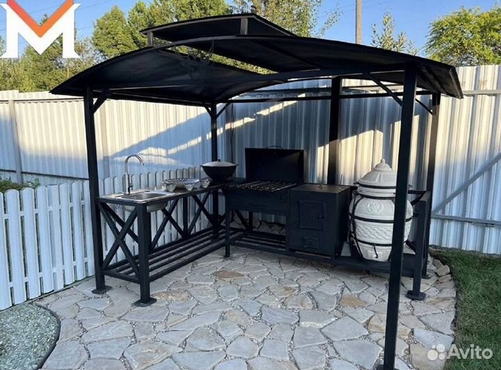 Мангал С печью под казан И крышей