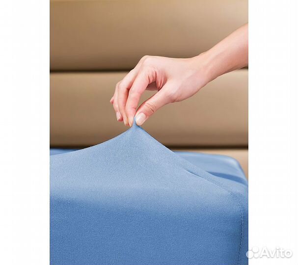 Простынь GoodNight Трикотаж 160х200х20 Синий на ре