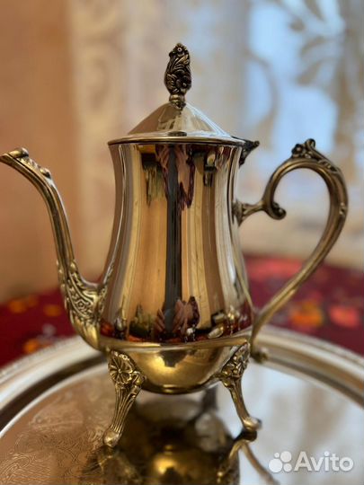 Сервиз кофейный мельхиор антиквариат