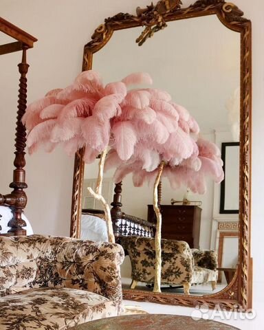 Торшер напольный с перьями