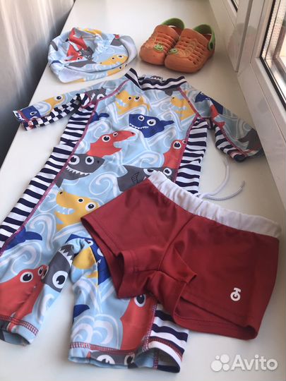 Купальник, кепка, плавки и сабо для мальчика 86-92