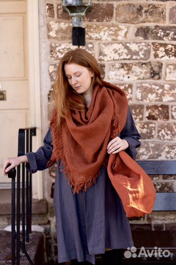 Льняной платок шарф шаль палантин