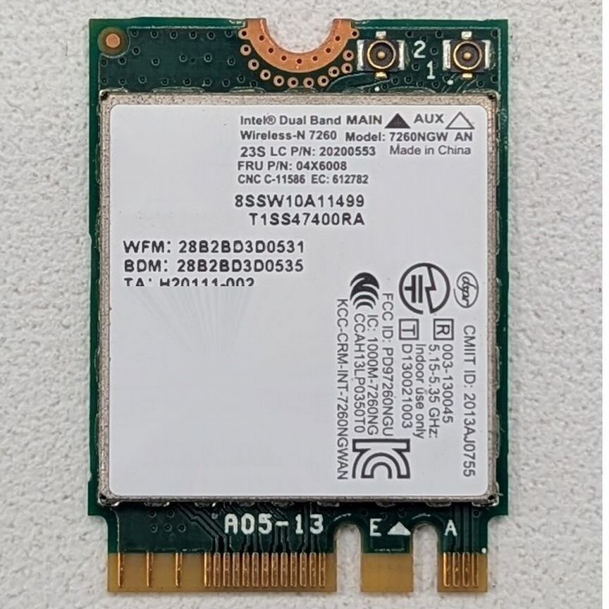 [04X6008] Wi-Fi Модуль 20200553, 7260ngw, Intel, Le