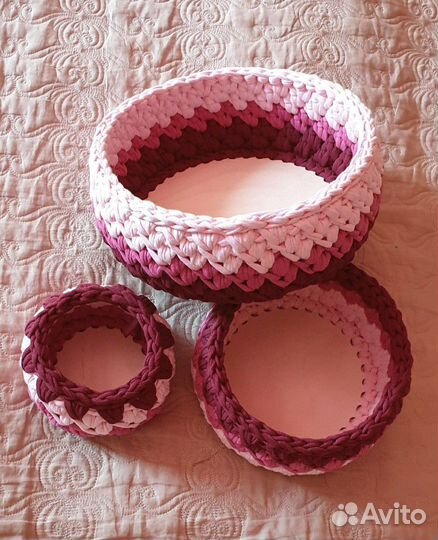 Трикотажные корзинки ручной работы