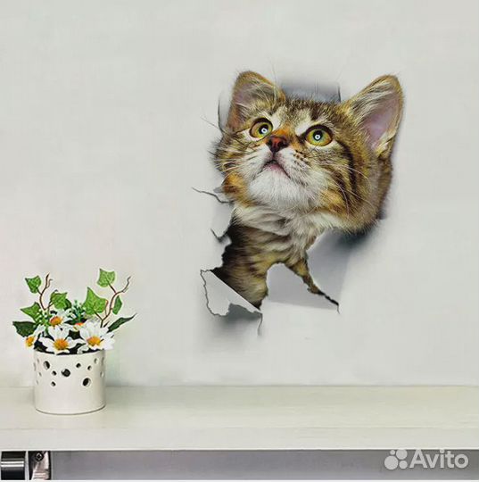 4 наклейки коты разные. Новые