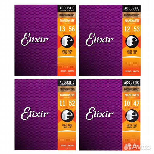 Струны Elixir Nanoweb для акустической гитары