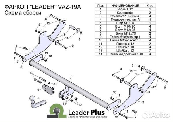 Фаркоп Лада Ларгус (LADA Largus) 2012- (возможно