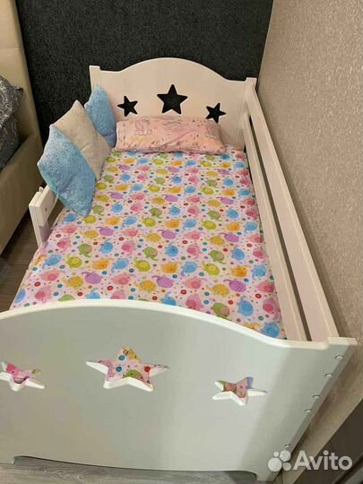 Кроватка с бортиком сингл из натурального дерева о