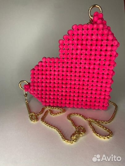 Сумка из бусин розовая бархатная