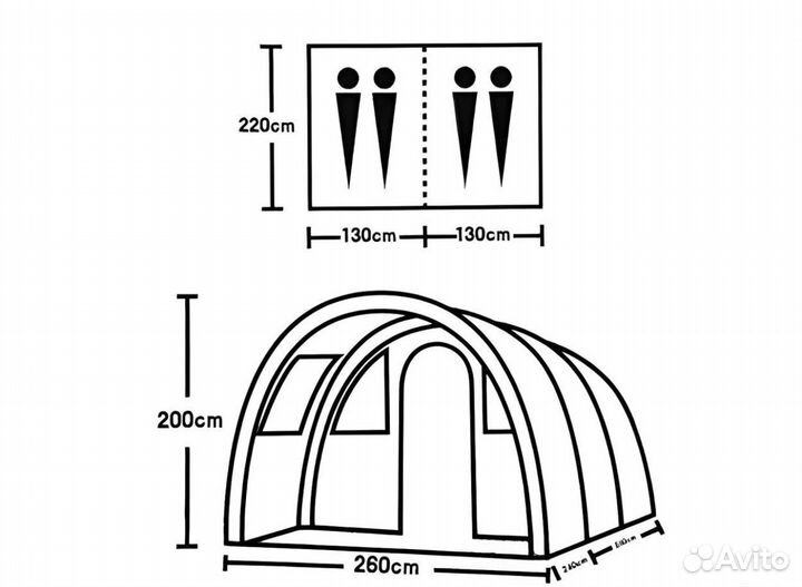 Палатка 1801, 4 местная ангар