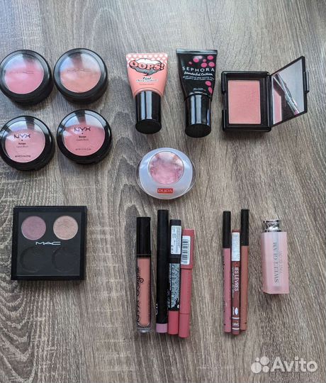 MAC, NYX румяна, тени, помады, карандаши