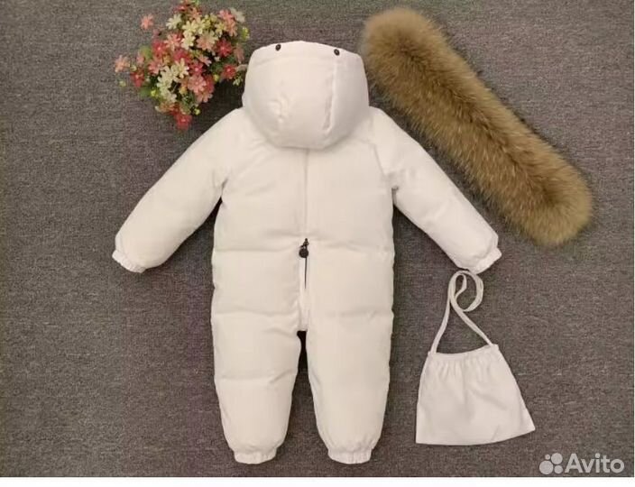 Комбинезон зимний унисекс с меховым воротником