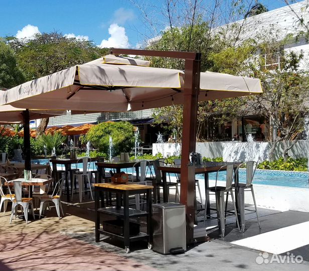 Большие стальные уличные зонты для кафе