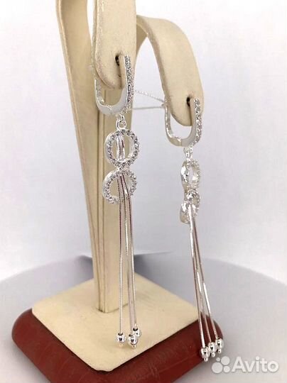 Серьги из серебра 925 пробы / Куб. Циркон