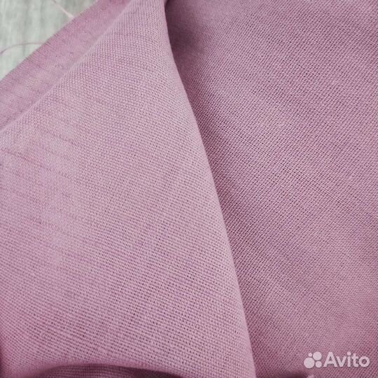 Льняная ткань Пудра Небесный Терракот лён полулен