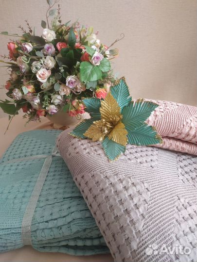 Плед Покрывало Одеяло Подарок Хлопок