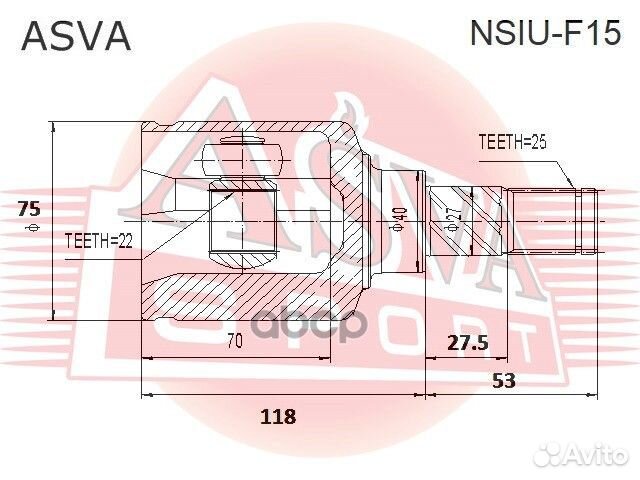 ШРУС внутренний левый 22X40X25 nsiu-F15 asva