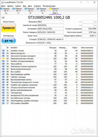 Жесткие диски неисправные HDD 1Tb 500Gb