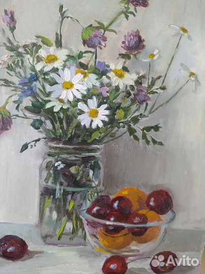 Картина маслом полевые цветы