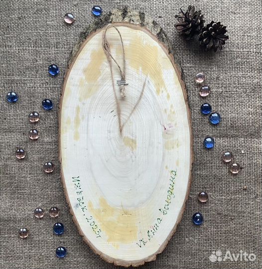 Картина маслом Совы на спиле дерева 35х16 см