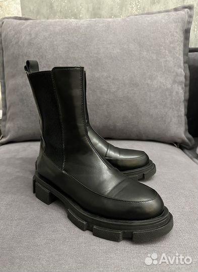 Ботинки сапоги челси черные кожа