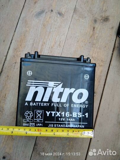 Аккумулятор Nitro YTX16-BS-1 12V 14Ah, 12 в, 14