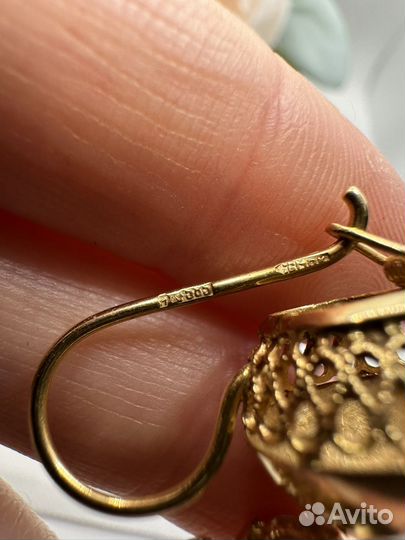 Золотые серьги шары 585 пробы