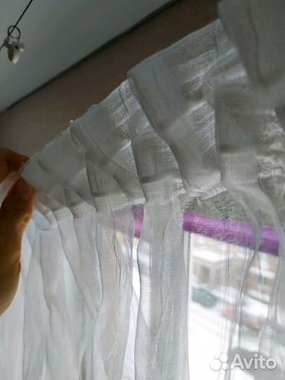 Тюль белый органза на шторной ленте