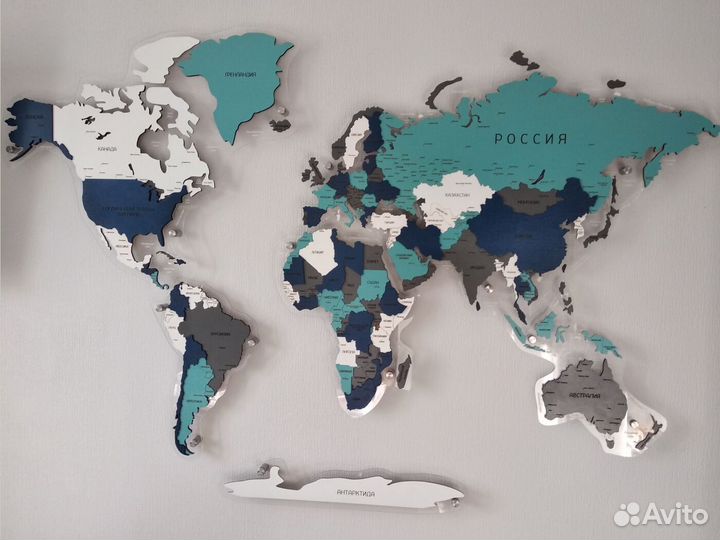 Карта мира из дерева на стену