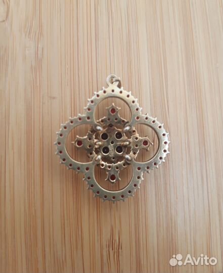 Старинный гранатовый кулон подвеска серебро