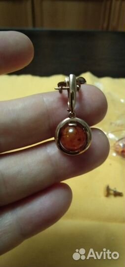 Серьги серебро 925 янтарь