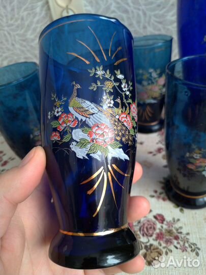 Кувшин стаканы синее стекло