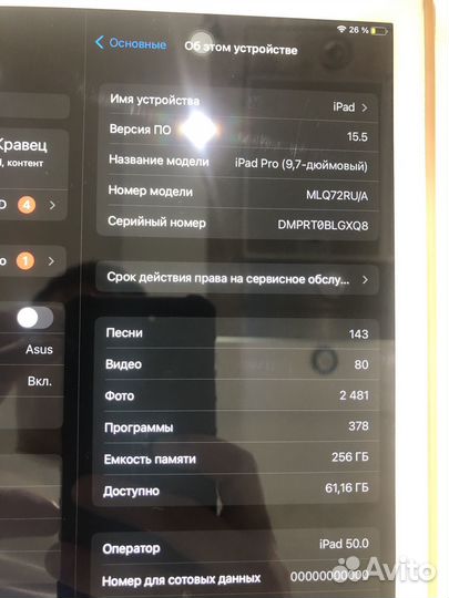 iPad pro 9.7 256Mb wifi+Celular