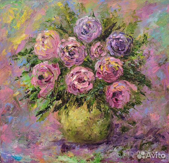 Картина маслом розы