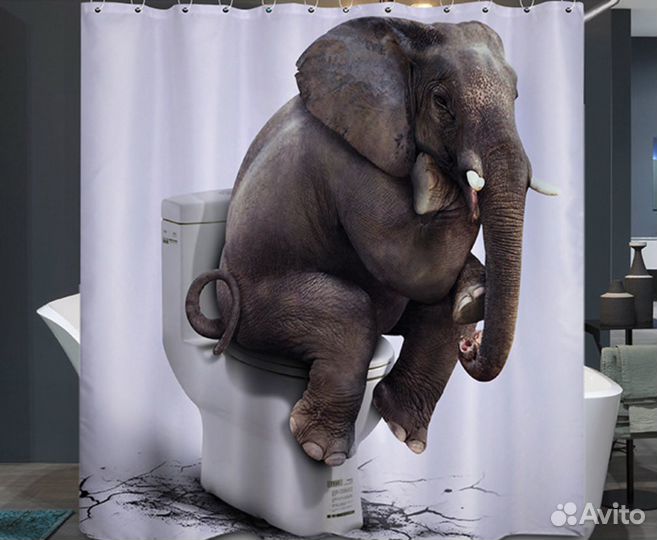 Занавеска для душа 3D слон