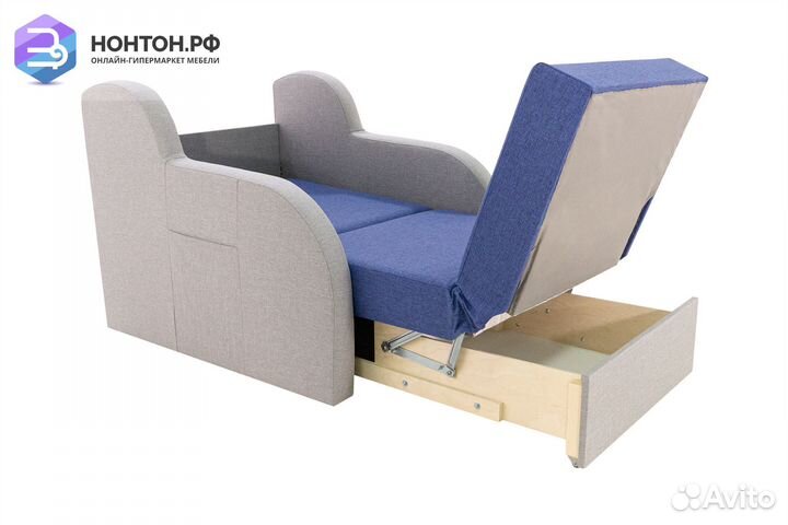 Кресло аккордеон Ремикс 1 синее / серое