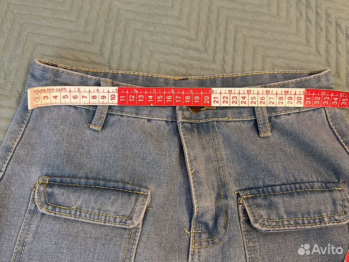 Юбка джинсовая с разрезом спереди