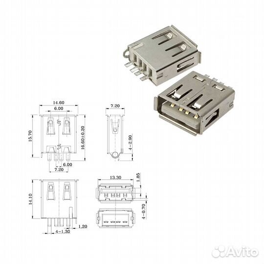 1 шт Разъём USB usba-FA SZC 30 В 1 А 4 контакта