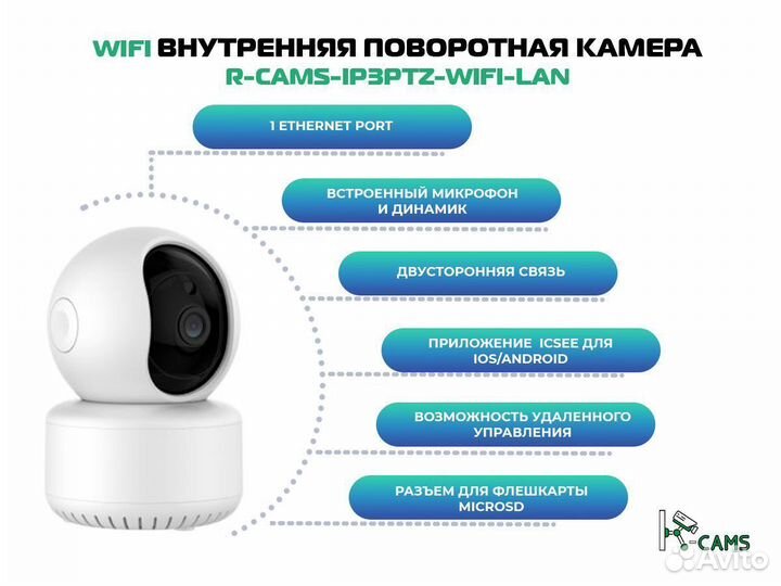 NEW Wifi внутренняя поворотная камера R-cams-ip3pt